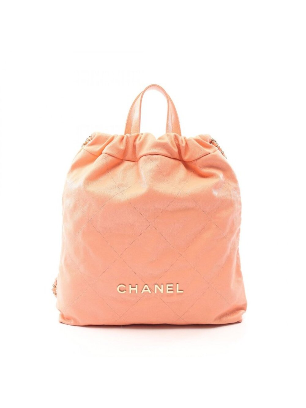 Chanel Backpack 22 Large Coral Pink Caviar Leather 22 Quilted Chain